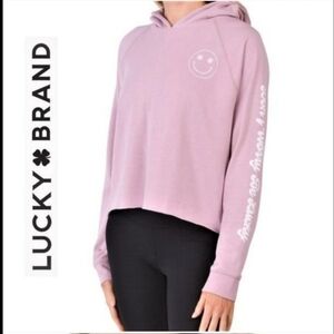 Lucky Brand cropped light pink hoodie size medium